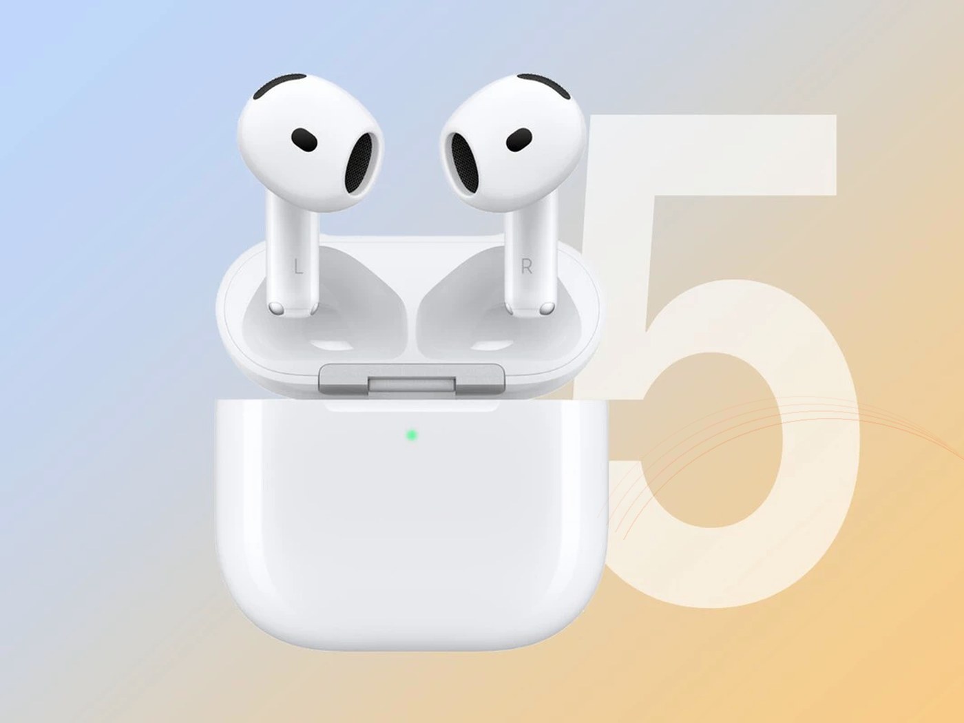 Composición conceptual de unos posibles AirPods 5 con estuche de carga