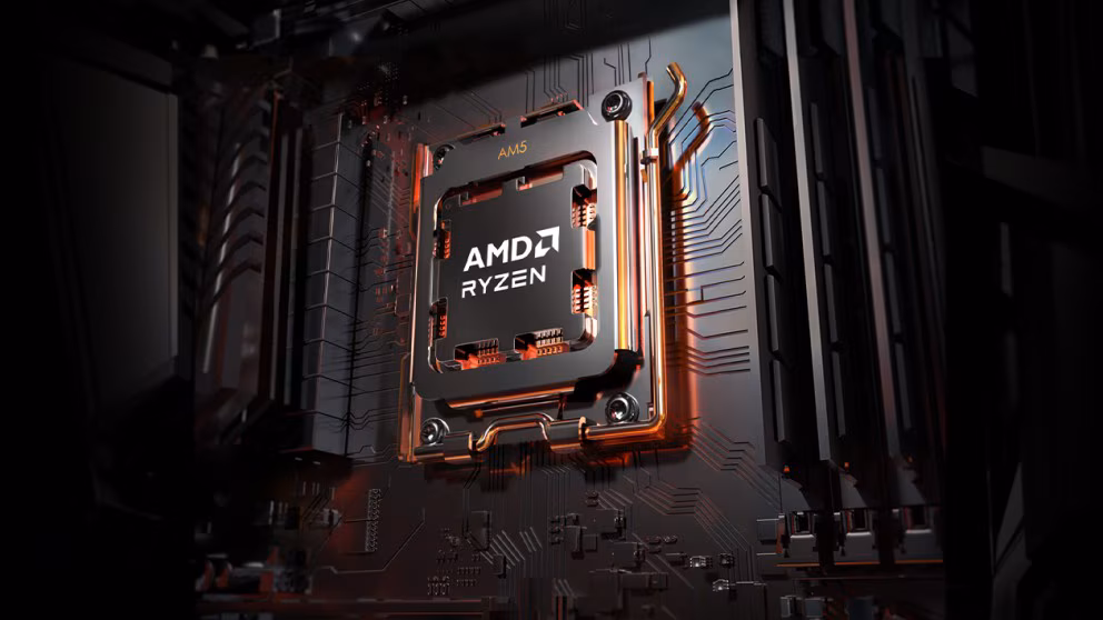 Procesador Ryzen sobre un zócalo AM5; imagen ilustrativa
