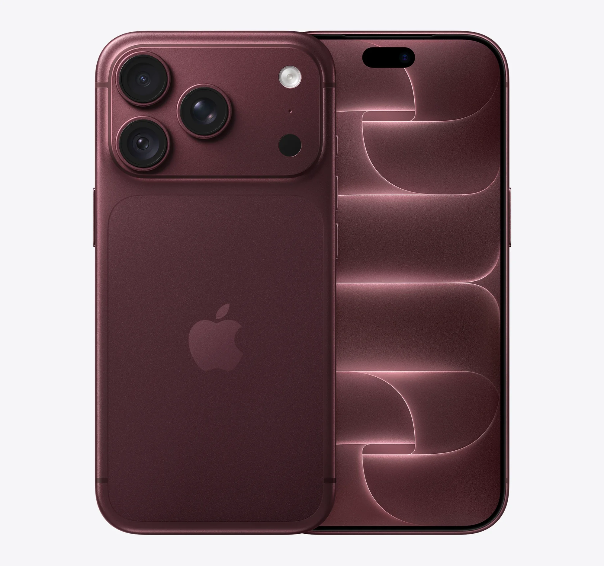 iPhone 18 Pro Burgundy · vista frontal y posterior